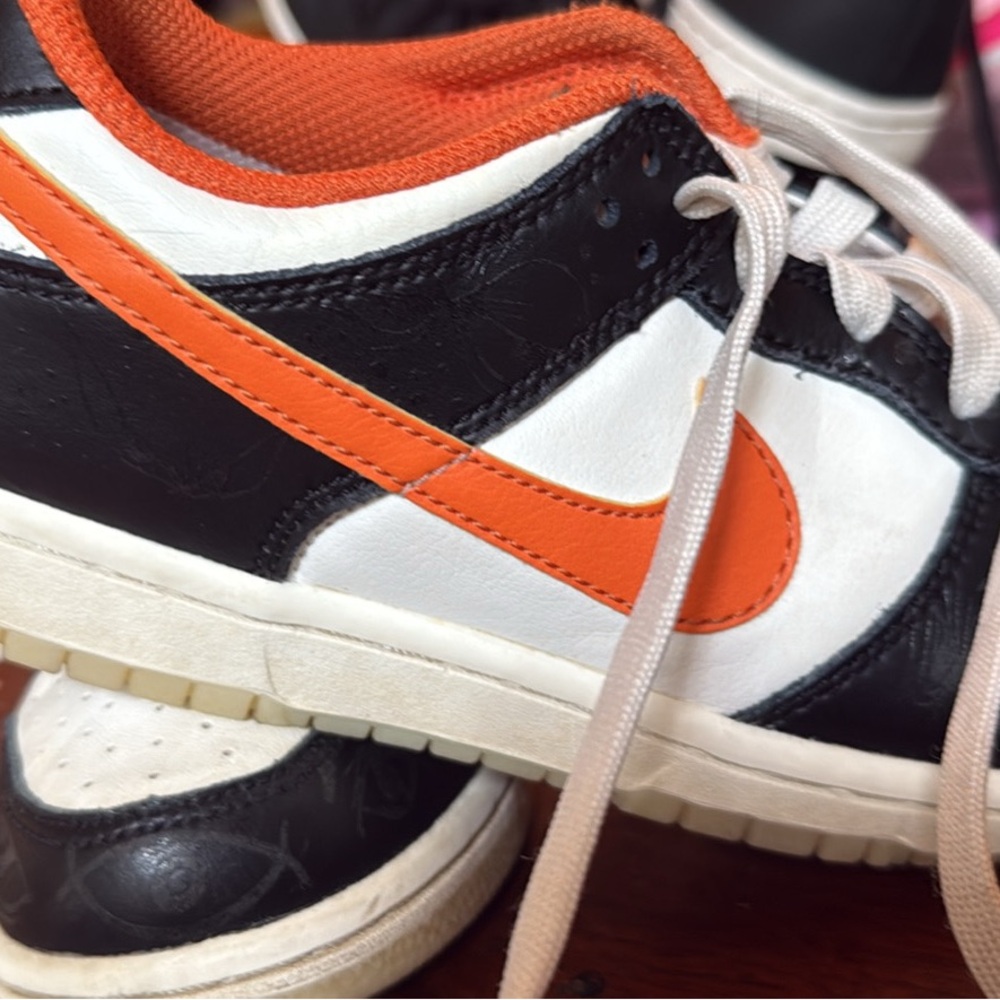 Nike Kids' Black, White, and Orange Sneakers - Picture 2 of 2